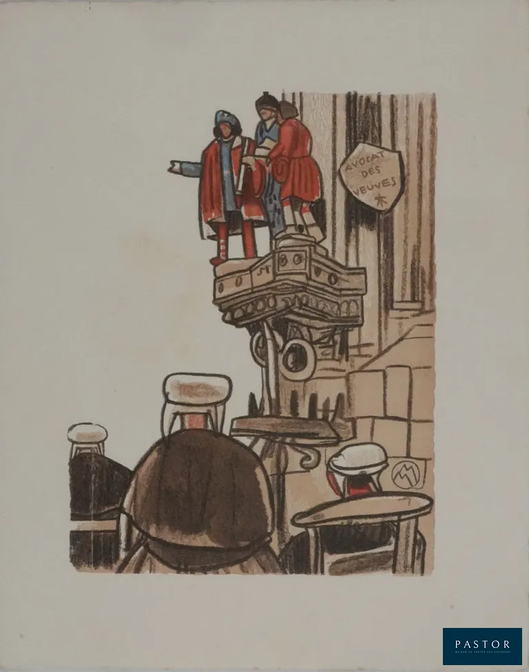Mathurin MEHEUT (1882-1958)
Bretagne, Procession pour Saint Yves, 1937

Gravure originale sur bois
Signée du monogramme de l'artiste
Sur vélin Arches 28 x 22.5 cm

INFORMATION : Gravure réalisée pour illustrer le livre Au Pays des Pardons, d'Anatole Le Braz. Cette gravure fait partie des suites tirées hors texte.

Très bon état, bord de feuillet légèrement jaunis.


Expédition obligatoire, jusqu'à 5 Lithographies dans votre colis pour 14,76€ TTC en France Métropolitaine, et 29,64€ TTC pour l'Europe