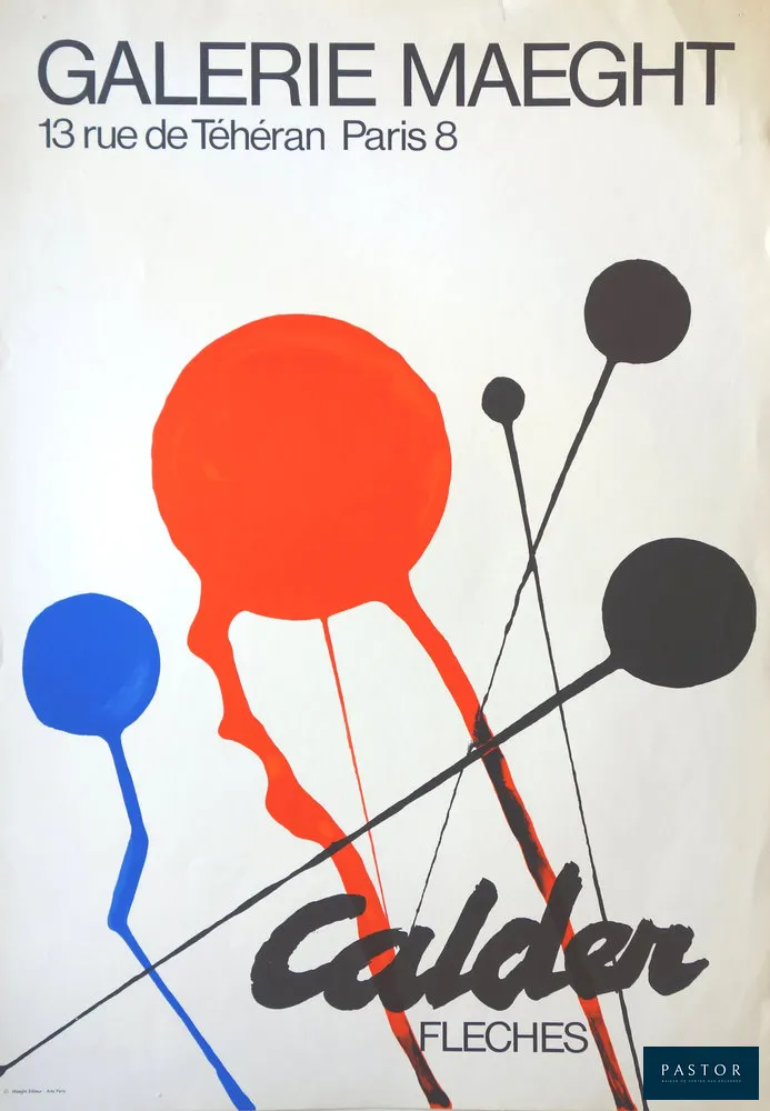 Alexander CALDER (1898-1976)
Flèches

Affiche en lithographie originale en couleurs
Signée dans la planche
Sur papier affiche 50 x 73 cm
Imprimée dans les Ateliers Arte/Maeght (Paris, France)

Très bon état, défauts dans les marges

INFORMATION : Affiche éditée à l'occasion de l'exposition de l'artiste à la Galerie Maeght en 1968


Expédition obligatoire, jusqu'à 5 Lithographies dans votre colis pour 14,76€ TTC en France Métropolitaine, et 29,64€ TTC pour l'Europe