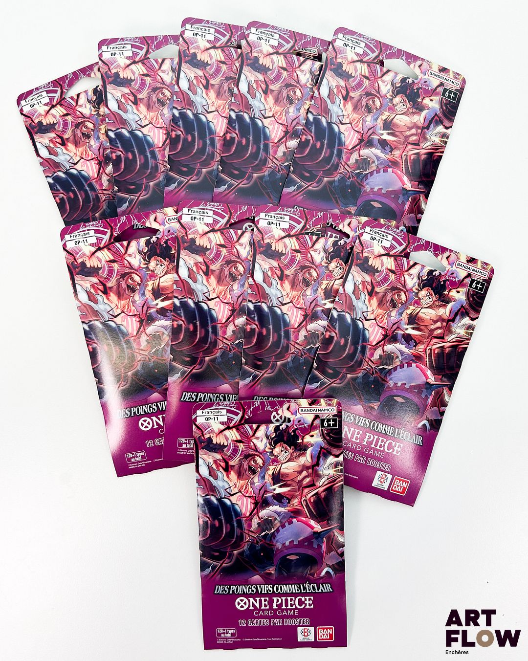 Ensemble de 10 boosters One Piece scellés Série OP11 "Des Poings Vifs comme l'éclair" En français