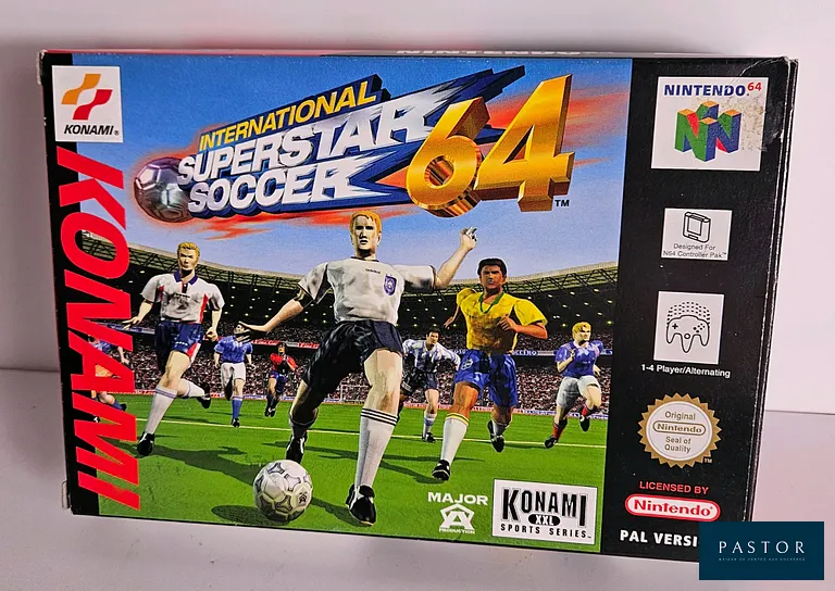 NINTENDO - N64 - Jeu : International Superstar Soccer. Complet avec boite, notice, cale. Version PAL EUR. TBE. Sortie : 1997