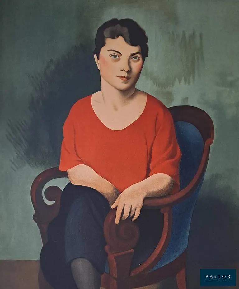 Roger de la FRESNAYE (d'après) (1885-1925)
La roumaine

Lithographie sur vélin d'Arches, 1968
Imprimée dans les ateliers Mourlot
non signée
Tirage à 1000 exemplaires
Dimensions de la feuille : 65 x 50 cm

Très bon état
D'après l'huile sur toile de Roger de la Fresnaye de 1921, (65x54 cm) non signée


Expédition obligatoire, jusqu'à 5 Lithographies dans votre colis pour 14,76€ TTC en France Métropolitaine, et 29,64€ TTC pour l'Europe