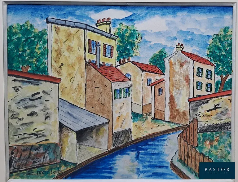 Elisée Maclet (1881-1962)
Maisons et Lavoir en Provence au bord du canal

Plume encre brune et gouache
Signé en bas à gauche par l'artiste et au verso

Dimensions 20.5 x 27 cm à vue

Très bon état


Expédition obligatoire, jusqu'à 5 Lithographies dans votre colis pour 14,76€ TTC en France Métropolitaine, et 29,64€ TTC pour l'Europe