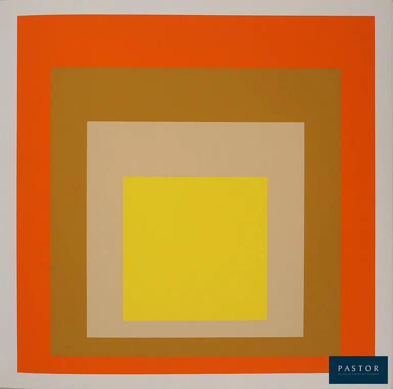 Josef ALBERS (1888-1976) (d'après)
Homage to the square : Yes Sir

Sérigraphie en couleurs
Sur Vélin fort 24 x 23 cm

Excellent état

INFORMATION : Imprimé en 1977 d'après l'oeuvre originale de 1955 par les Ateliers Trautwein à Recklinghausen-Bottrop. Publié par le Landesmuseum à Munster (Allemagne de l'ouest)


Expédition obligatoire, jusqu'à 5 Lithographies dans votre colis pour 14,76€ TTC en France Métropolitaine, et 29,64€ TTC pour l'Europe