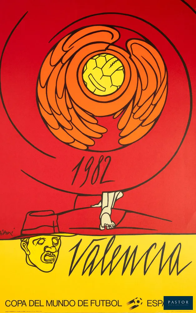 Valerio ADAMI (1935)
Copa del mundo : Valence 1982

Affiche en lithographie originale
Signée dans la planche
Sur papier affiche 60 x 95 cm

Excellent état

INFORMATION : Lithographie originale créée par l'artiste pour la ville de Valence à l'occasion de la Coupe du monde de football de 1982 en Espagne. Editée par les Ateliers Arte/Maeght, Paris


Expédition obligatoire, jusqu'à 5 Lithographies dans votre colis pour 14,76€ TTC en France Métropolitaine, et 29,64€ TTC pour l'Europe