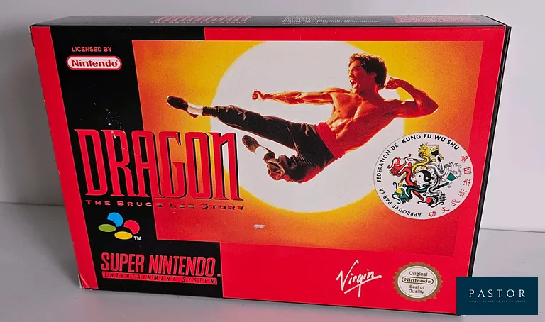NINTENDO - SUPER NES. Jeu : Dragon The Bruce Lee Story. Complet avec boite, notice et cartouche. Version PAL EUR. TBE. Sortie : 1995. Combat